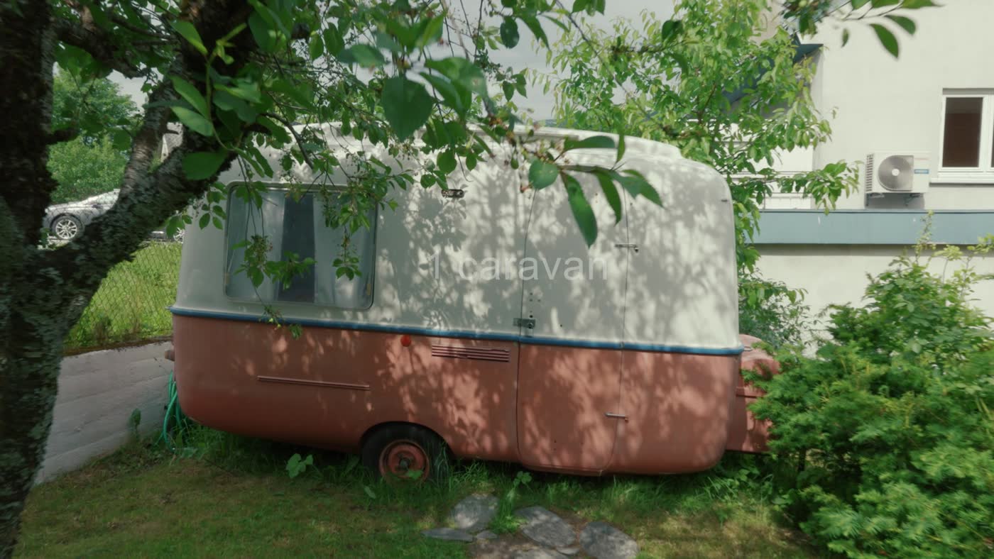 The caravan under the apple trees