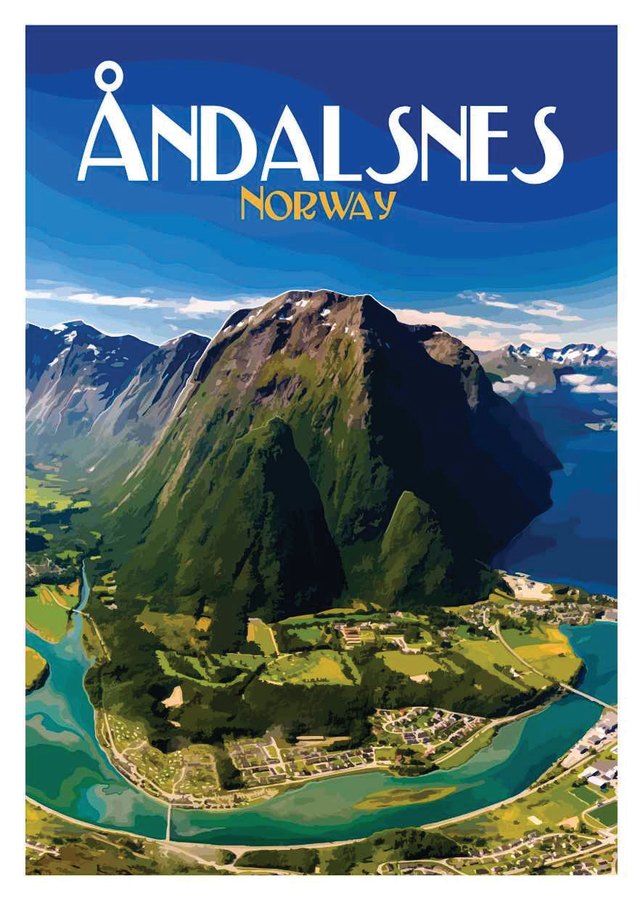 Åndalsnes, Norway — travel poster of the valley and the fjord